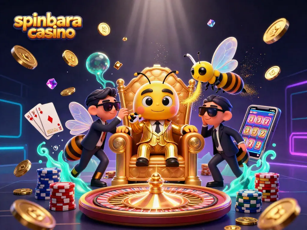 Experience the thrill of spinbara casino with vibrant characters surrounded by dynamic games and rewards.